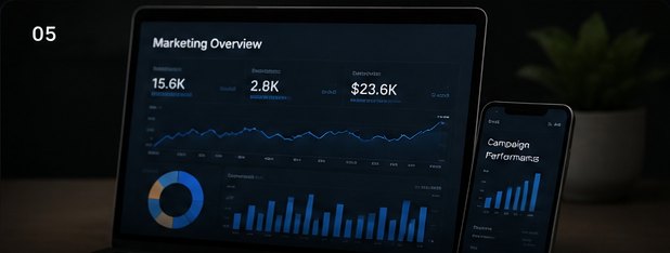 Digital marketing overview dashboard with campaign performance